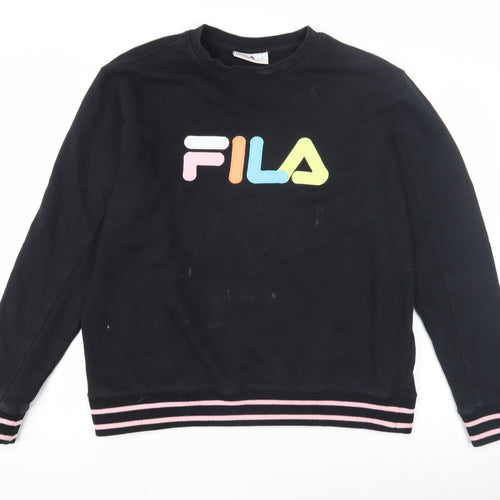 Fila Black Unisex Adults Logo Pullover Sweatshirt 2XL