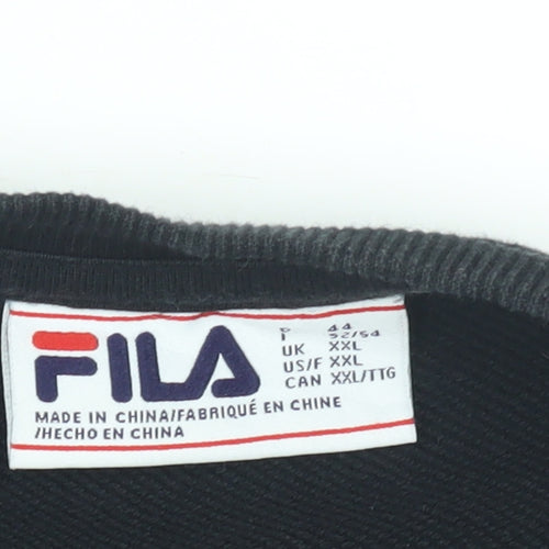 Fila Black Unisex Adults Logo Pullover Sweatshirt 2XL