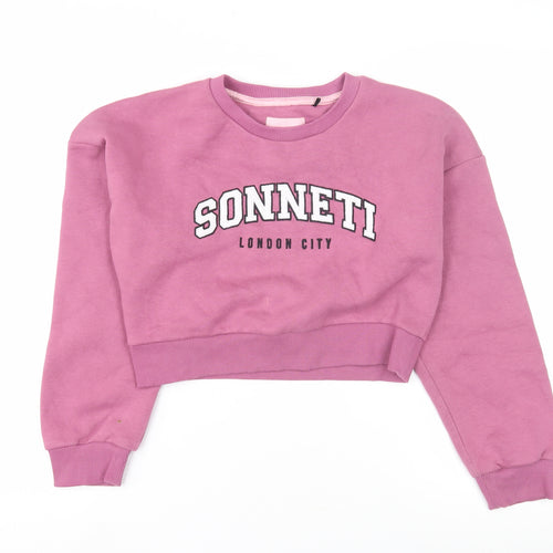 Sonneti Girls Pink Crew Neck Pullover Sweatshirt, 12-13 Years