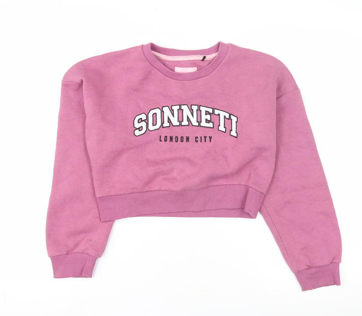 Sonneti Girls Pink Crew Neck Pullover Sweatshirt, 12-13 Years