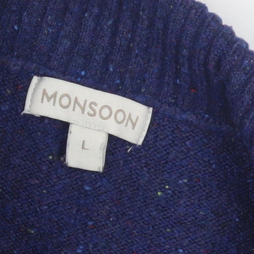 Monsoon Women's Blue Pullover Jumper, L, Wool Blend
