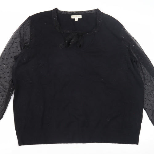 Monsoon Women's Black XL Pullover Jumper with Bow Accent