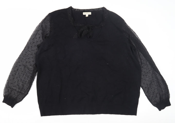 Monsoon Women's Black XL Pullover Jumper with Bow Accent