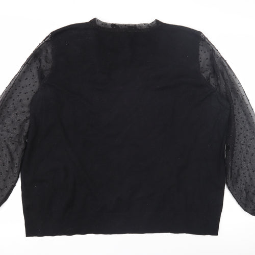 Monsoon Women's Black XL Pullover Jumper with Bow Accent