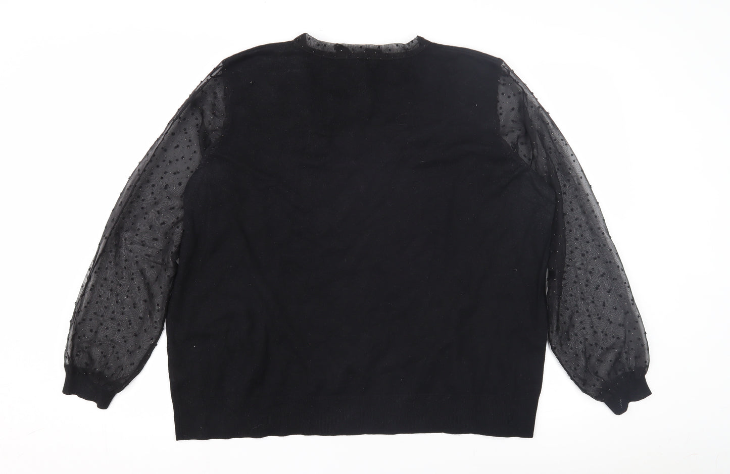 Monsoon Women's Black XL Pullover Jumper with Bow Accent