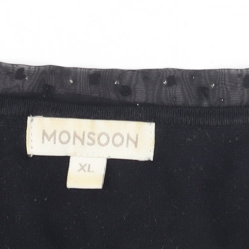 Monsoon Women's Black XL Pullover Jumper with Bow Accent