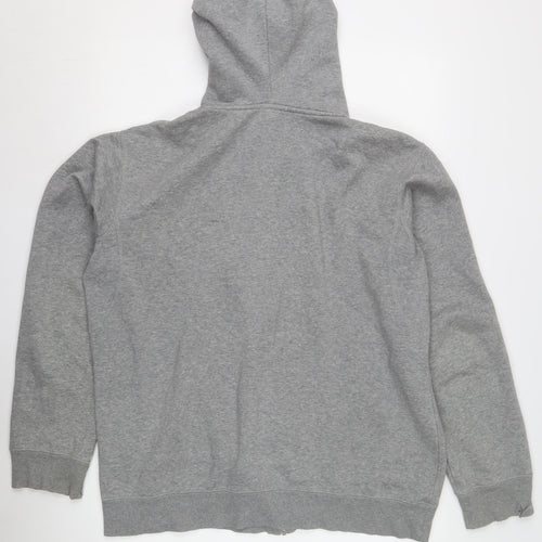 Nike Men's Grey Full Zip Hoodie, Size L, Logo Accents