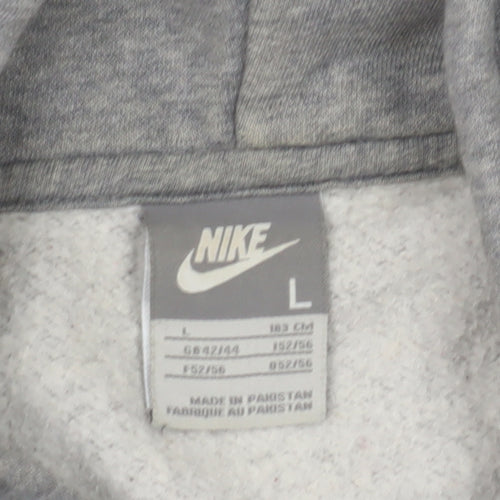 Nike Men's Grey Full Zip Hoodie, Size L, Logo Accents
