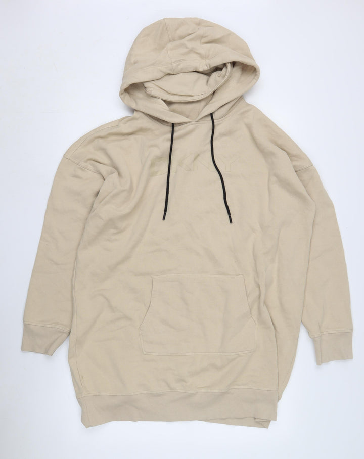 DKNY Men's Beige Pullover Hoodie - Relaxed Fit