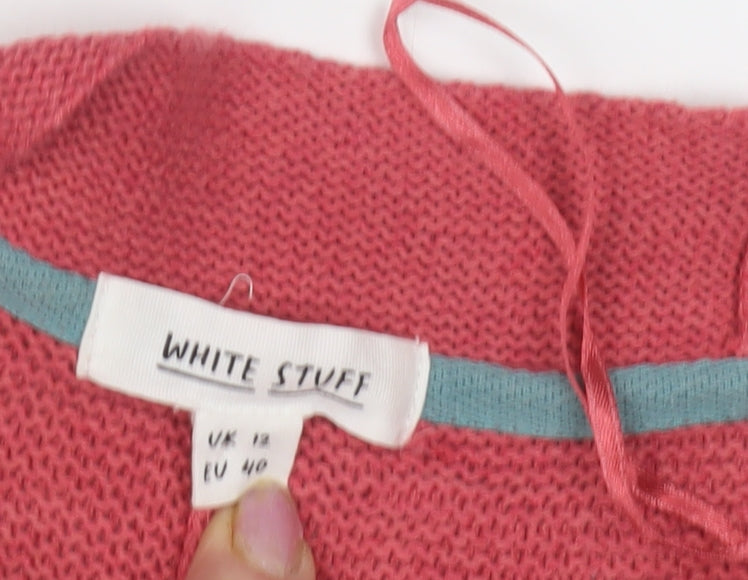 White Stuff Women's Pink Open Front Cardigan Size 12