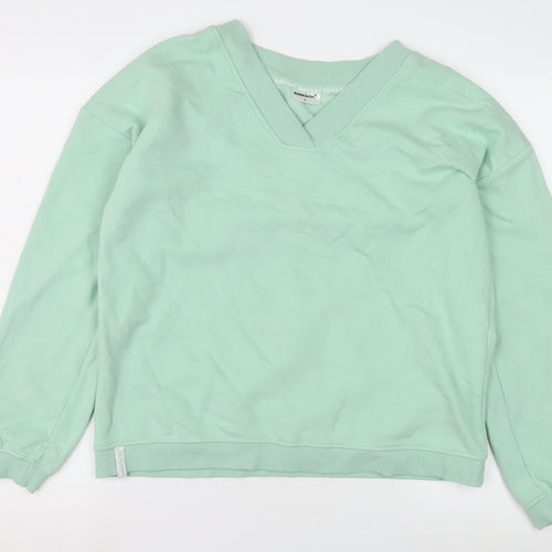 bekkin Women's Green V-Neck Pullover Sweatshirt, Size L