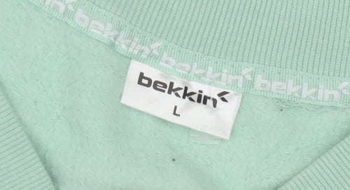 bekkin Women's Green V-Neck Pullover Sweatshirt, Size L