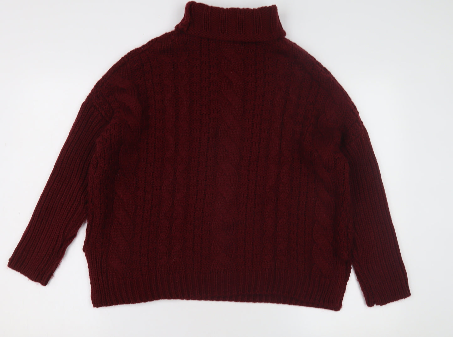 Dex Women's Red Cable-Knit Roll Neck Jumper, Size S
