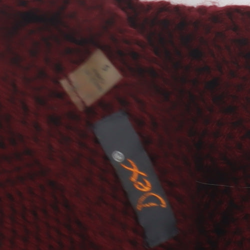 Dex Women's Red Cable-Knit Roll Neck Jumper, Size S