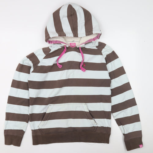 Joules Women's Striped Brown Ivory Hoodie Size 12