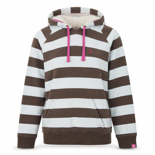 Joules Women's Striped Brown Ivory Hoodie Size 12