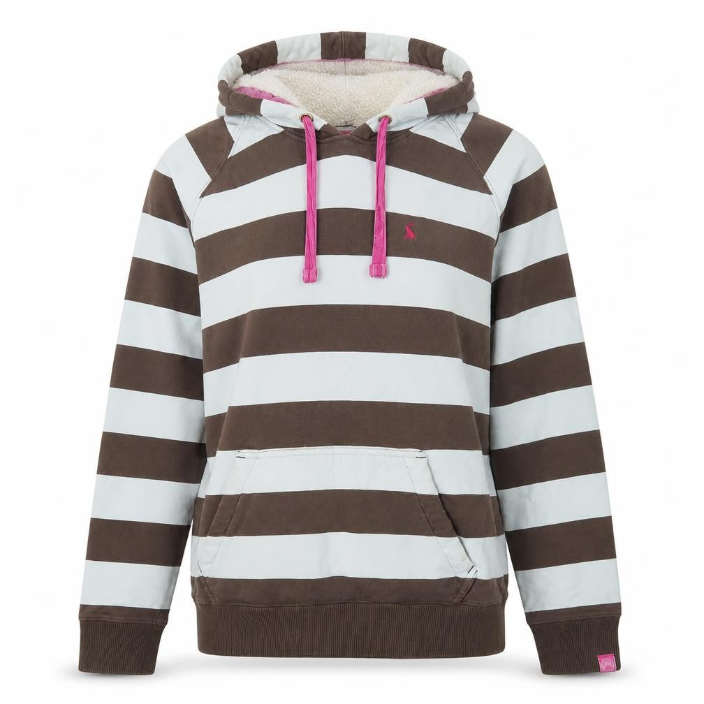 Joules Women's Striped Brown Ivory Hoodie Size 12