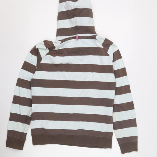 Joules Women's Striped Brown Ivory Hoodie Size 12