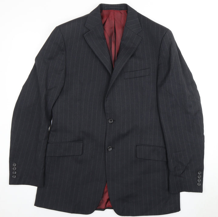 Marks and Spencer Men's Grey Striped Wool Blazer Size 40