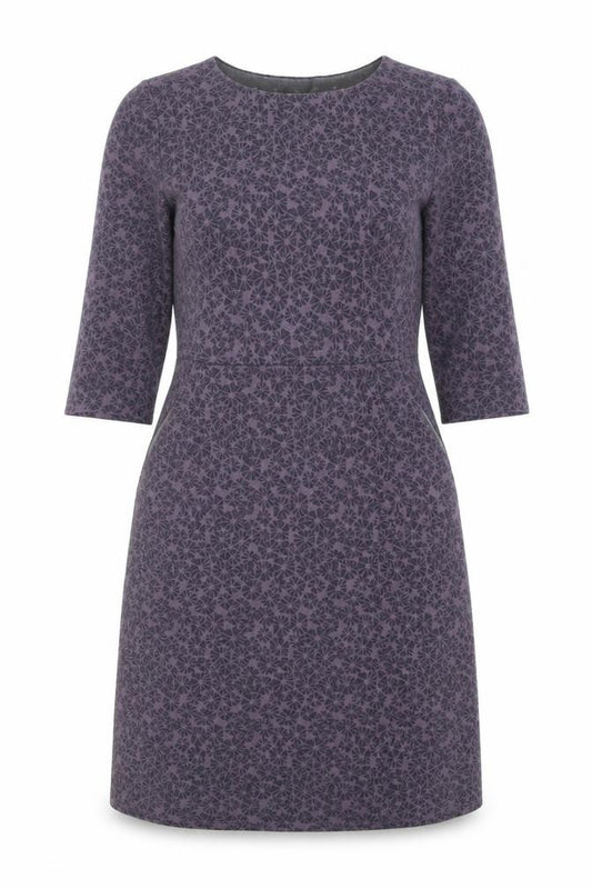 Front view of White Stuff Grey Geometric 3/4 Sleeve Women's Dress, size 12