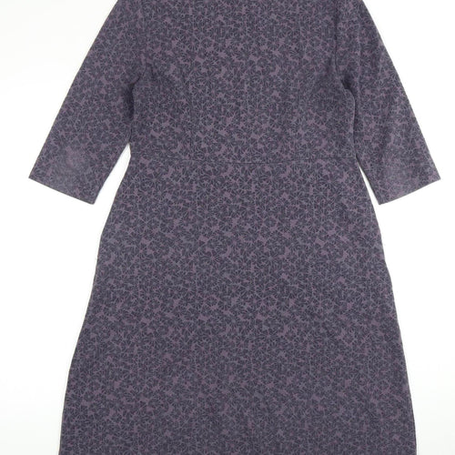 White Stuff Grey Geometric 3/4 Sleeve Women's Dress Size 12