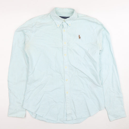 Ralph Lauren Women's Blue Striped Button-Up Shirt