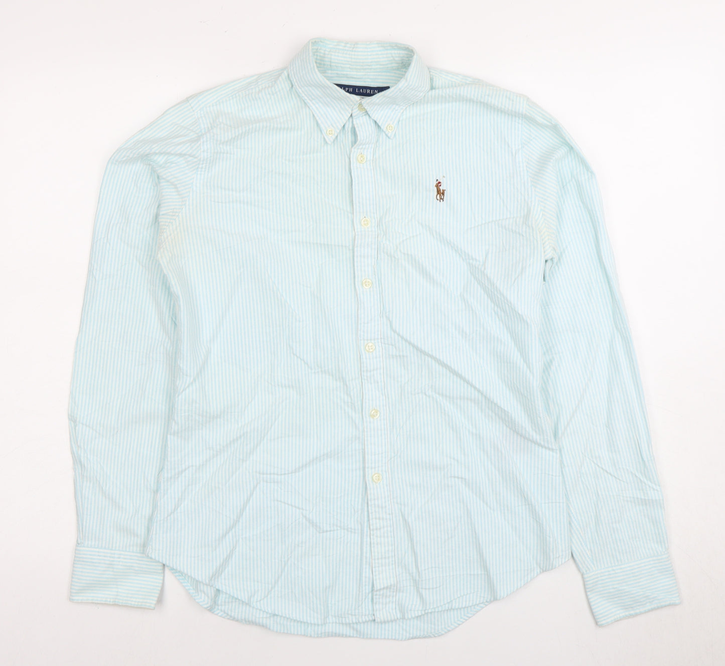 Ralph Lauren Women's Blue Striped Button-Up Shirt