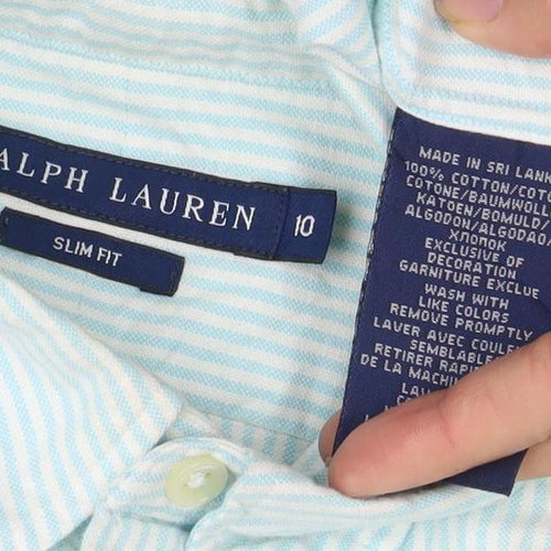 Ralph Lauren Women's Blue Striped Button-Up Shirt