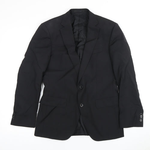 BOSS Men's Black Blazer, UK 46, Wool & Silk Jacket