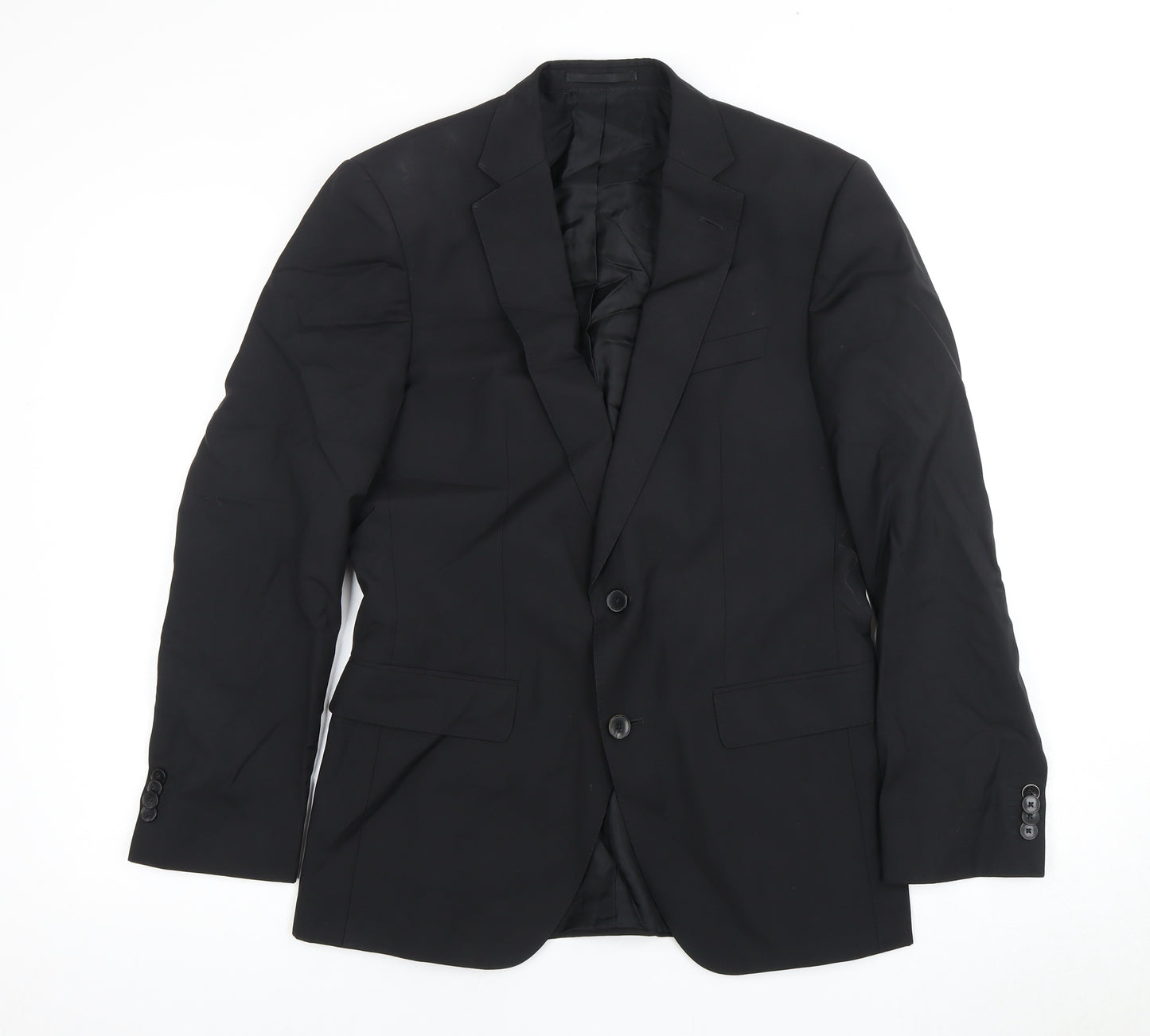 BOSS Men's Black Blazer, UK 46, Wool & Silk Jacket