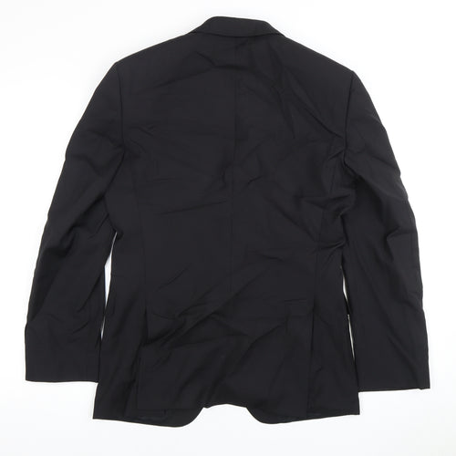 BOSS Men's Black Blazer, UK 46, Wool & Silk Jacket