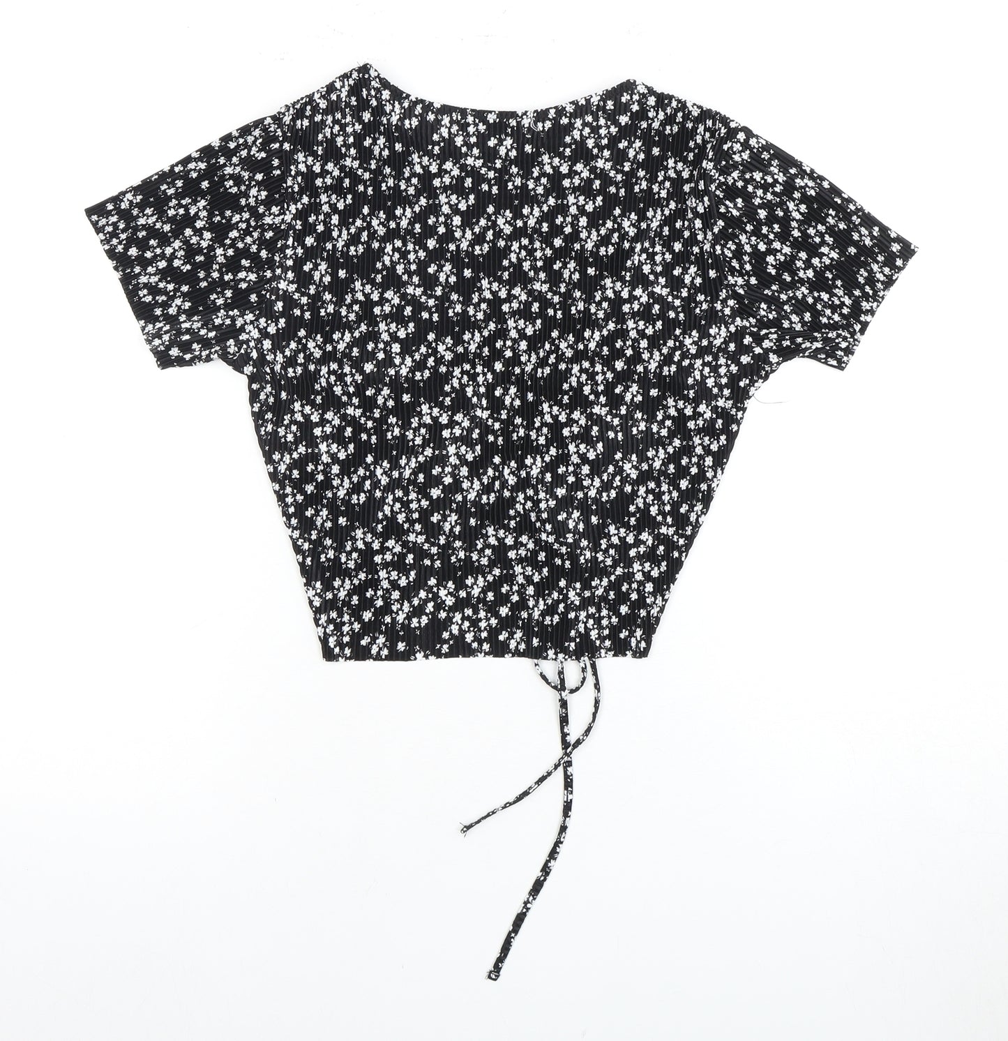 Pull&Bear Women's Black Floral Cropped Blouse Size 12