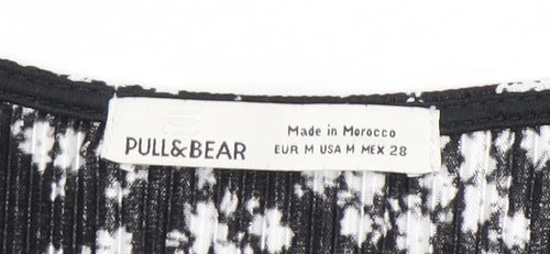 Pull&Bear Women's Black Floral Cropped Blouse Size 12