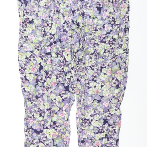 Warehouse Women's Multicoloured Floral Trousers Size 10