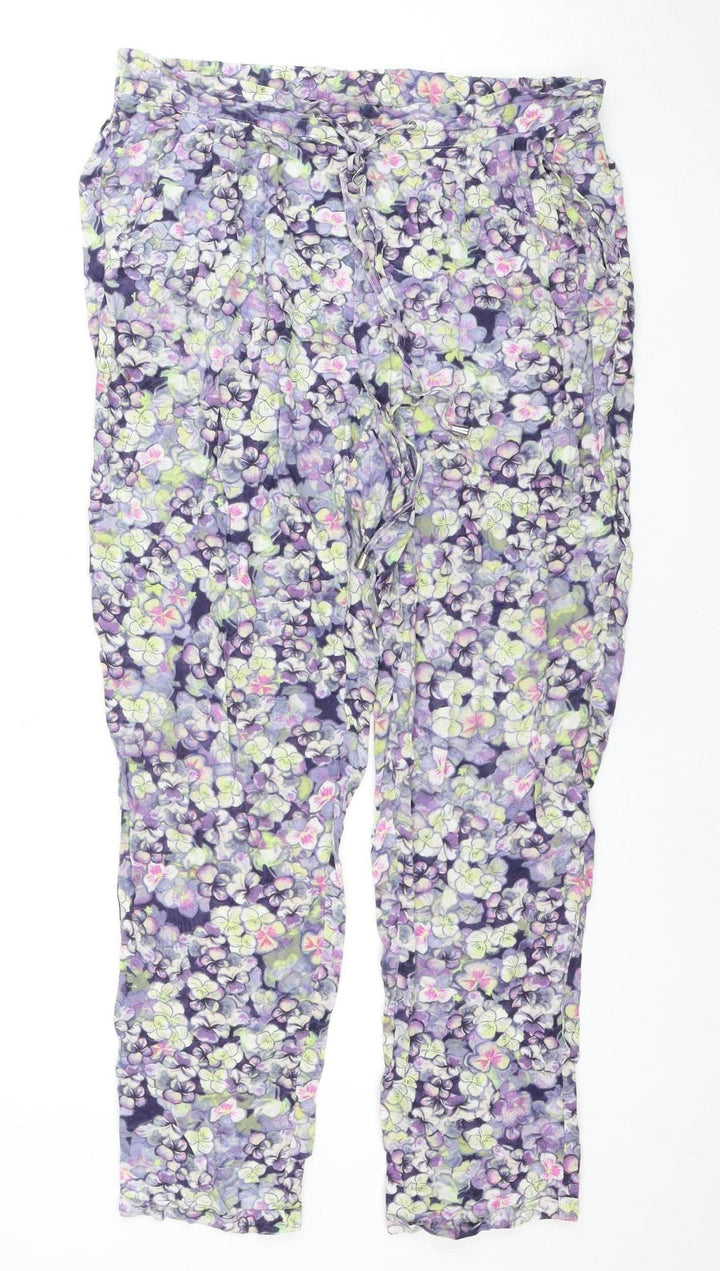 Warehouse Women's Multicoloured Floral Trousers Size 10