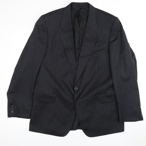 Odermark Men's Black Striped Suit Jacket, 46 Regular Fit