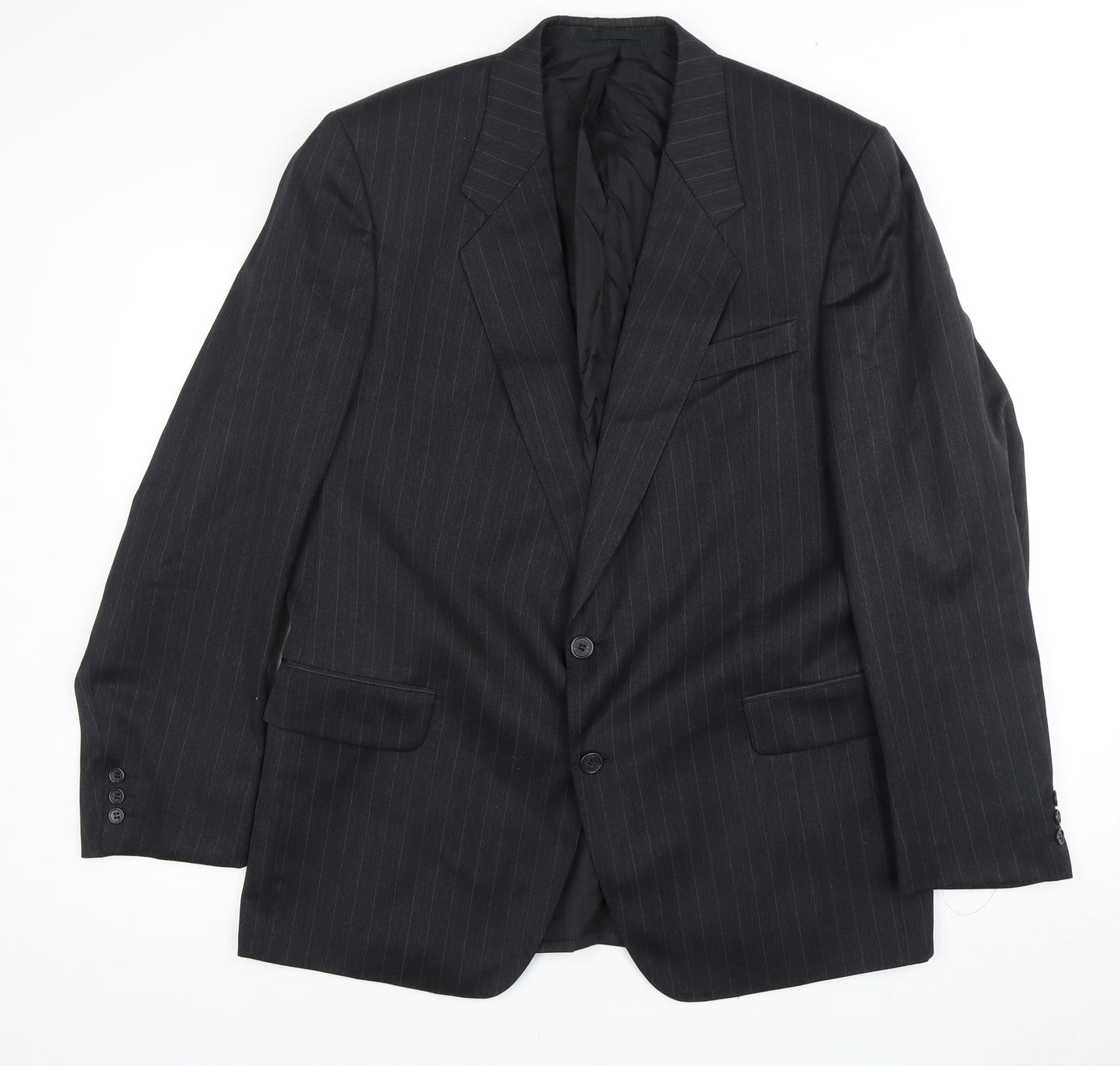 Odermark Men's Black Striped Suit Jacket, 46 Regular Fit