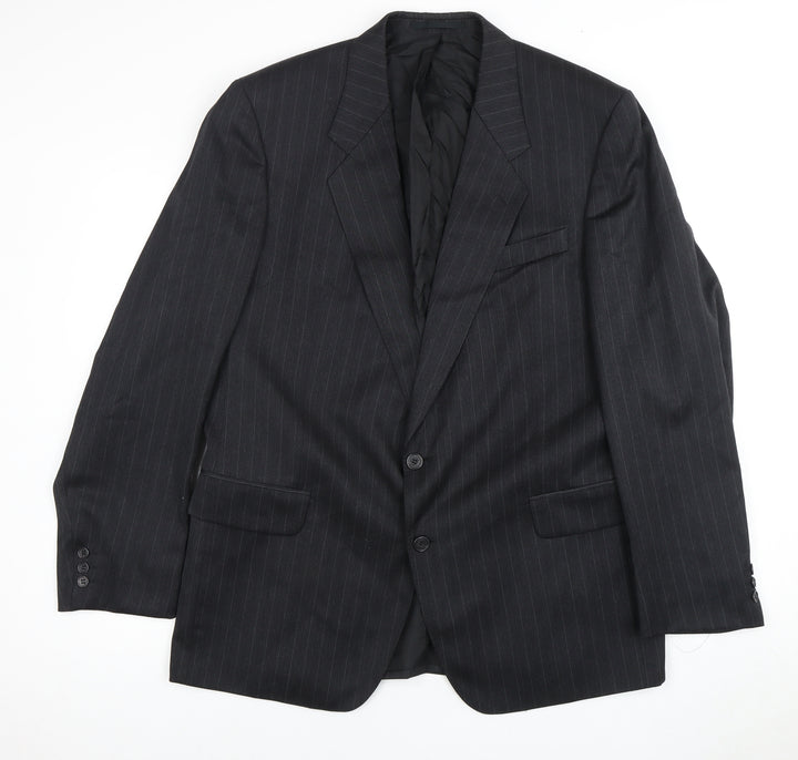 Odermark Men's Black Striped Suit Jacket, 46 Regular Fit