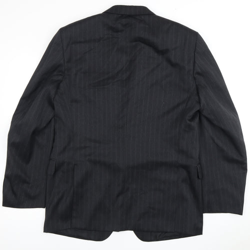 Odermark Men's Black Striped Suit Jacket, 46 Regular Fit