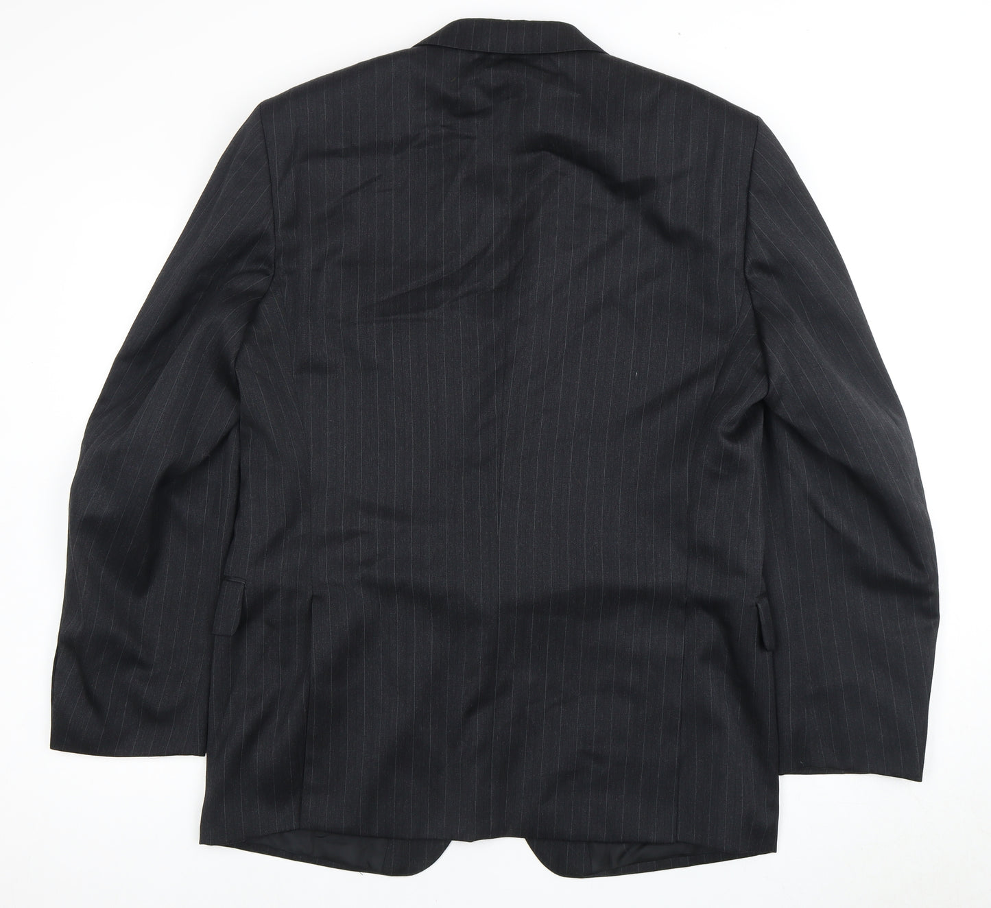 Odermark Men's Black Striped Suit Jacket, 46 Regular Fit