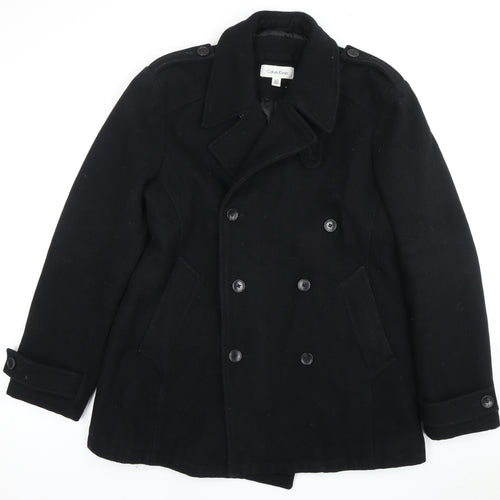 Calvin Klein Men's Black Wool Pea Coat Size L