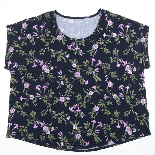 Lands' End Women's Floral T-Shirt - Size 18 Multicoloured