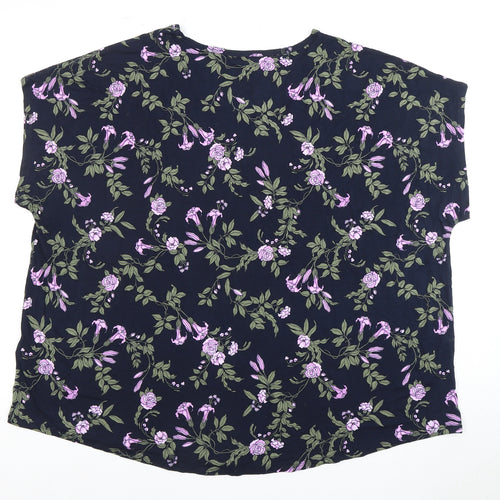 Lands' End Women's Floral T-Shirt - Size 18 Multicoloured