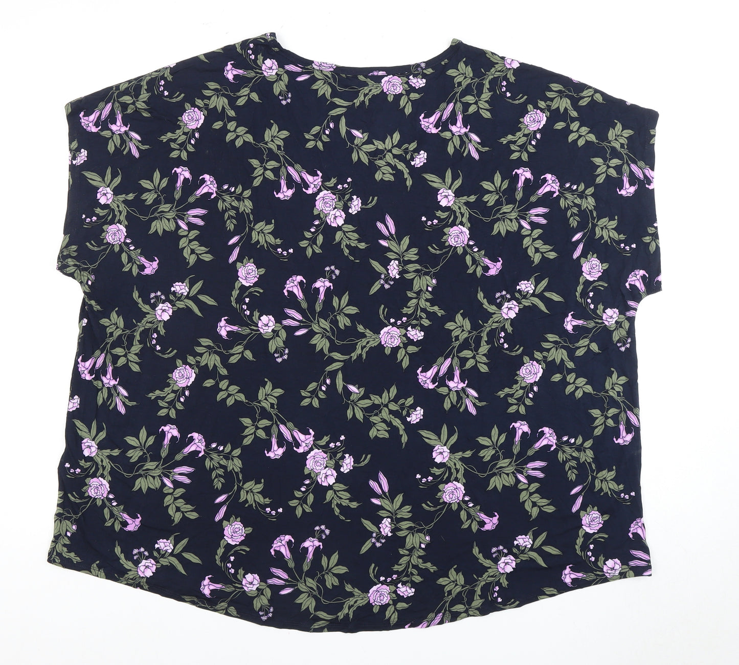 Lands' End Women's Floral T-Shirt - Size 18 Multicoloured