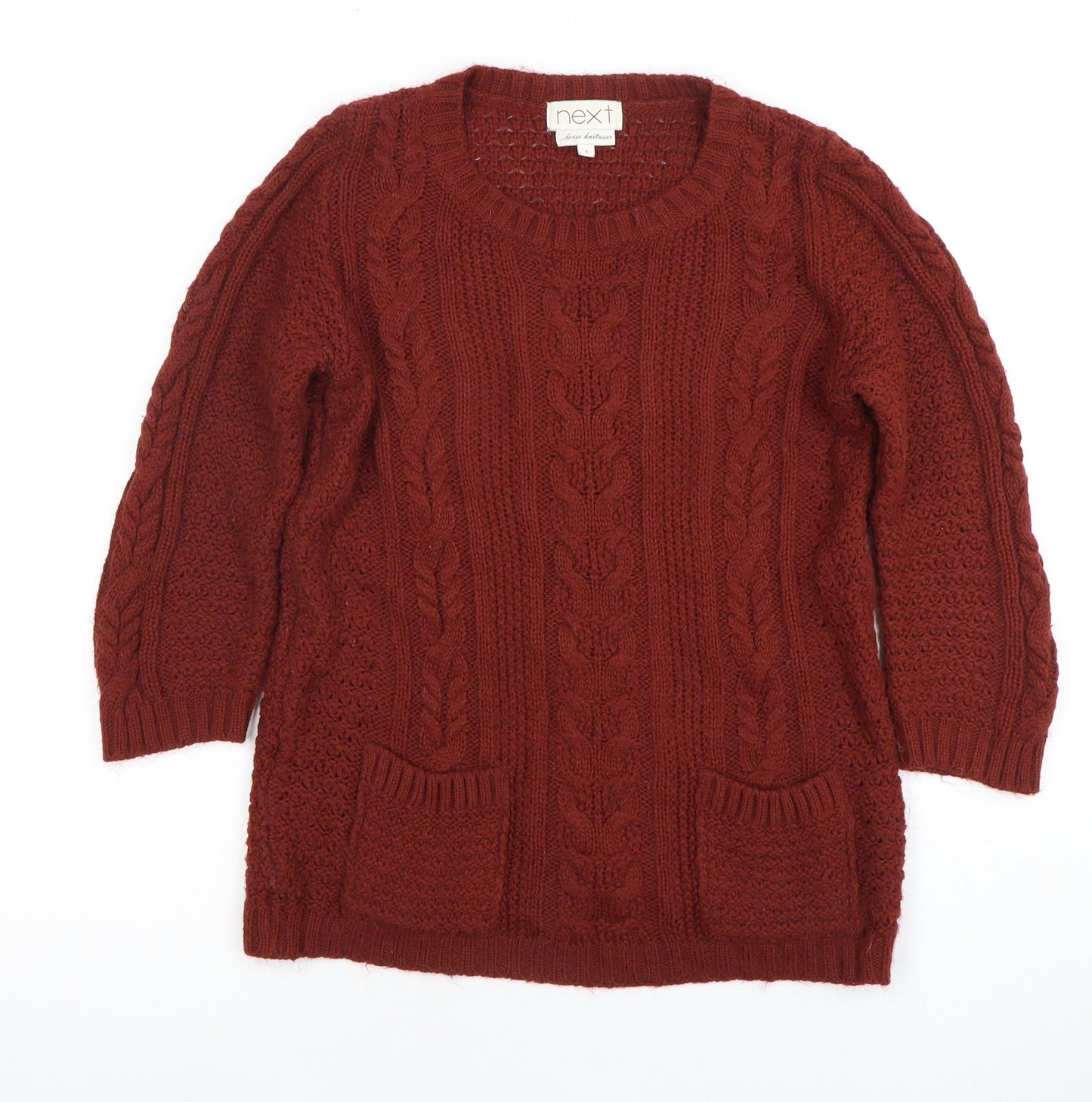 Next Women's Red Cable-Knit Pullover Jumper Size 8