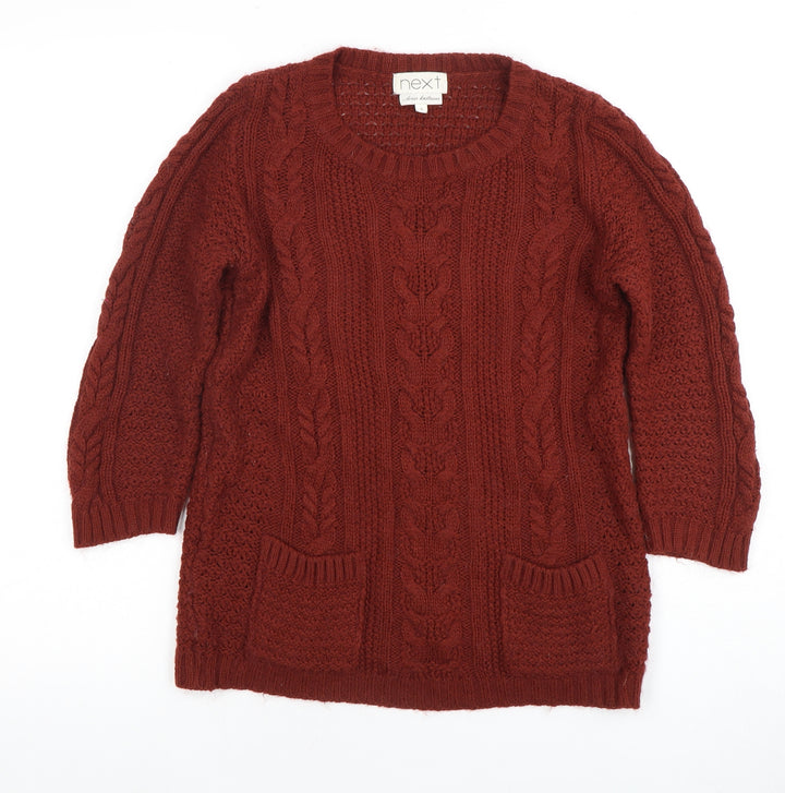 Next Women's Red Cable-Knit Pullover Jumper Size 8