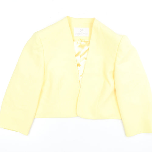 Jacques Vert Women Yellow Blazer Size 14 Cropped Formal