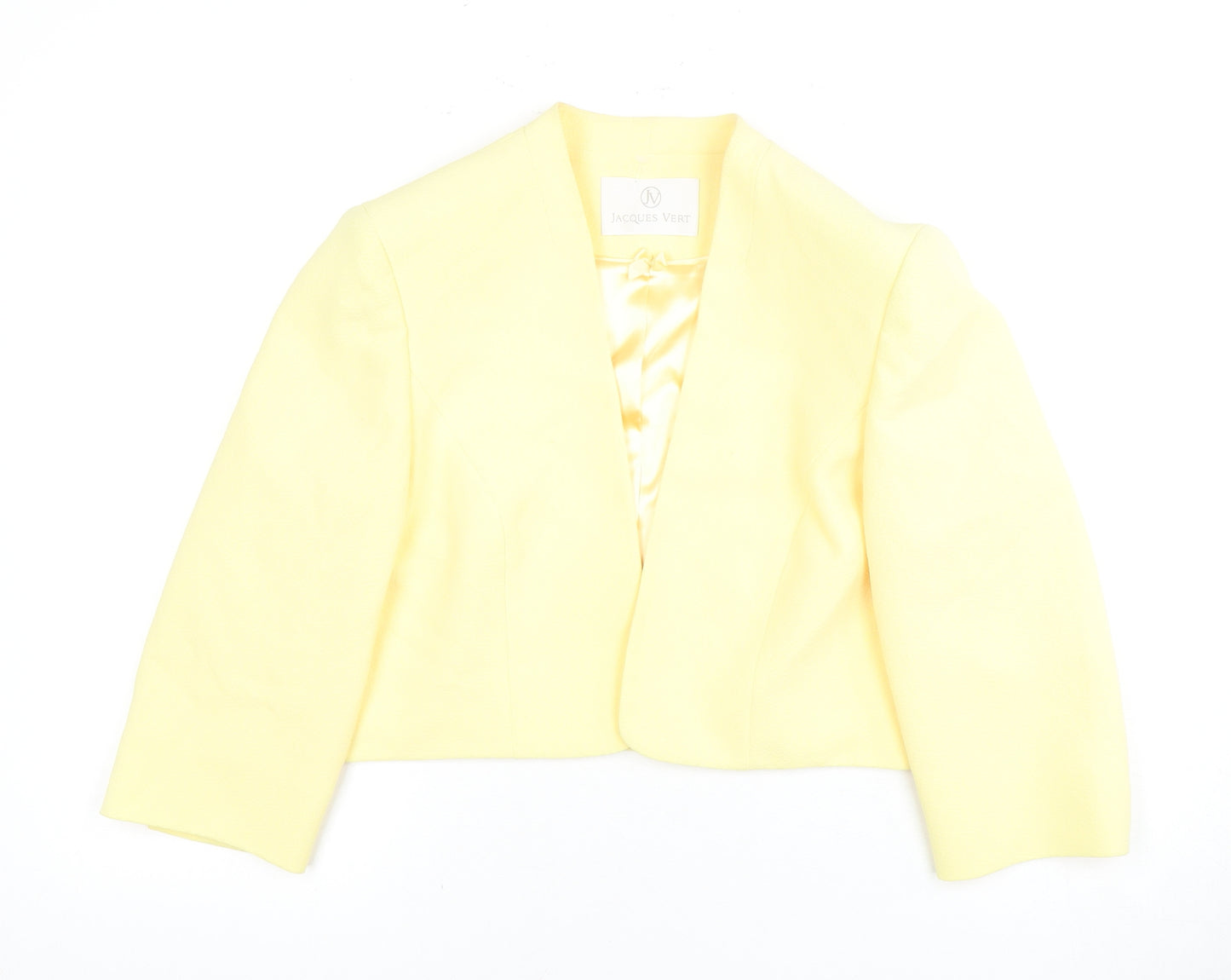 Jacques Vert Women Yellow Blazer Size 14 Cropped Formal
