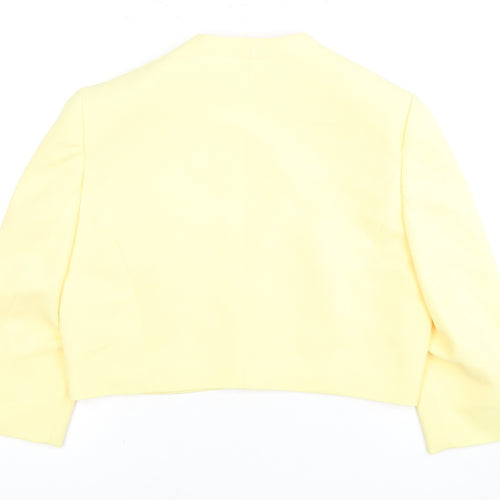 Jacques Vert Women Yellow Blazer Size 14 Cropped Formal