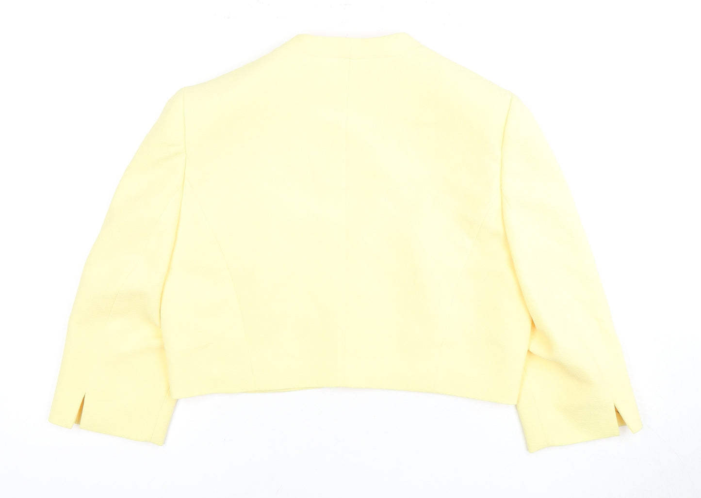 Jacques Vert Women Yellow Blazer Size 14 Cropped Formal